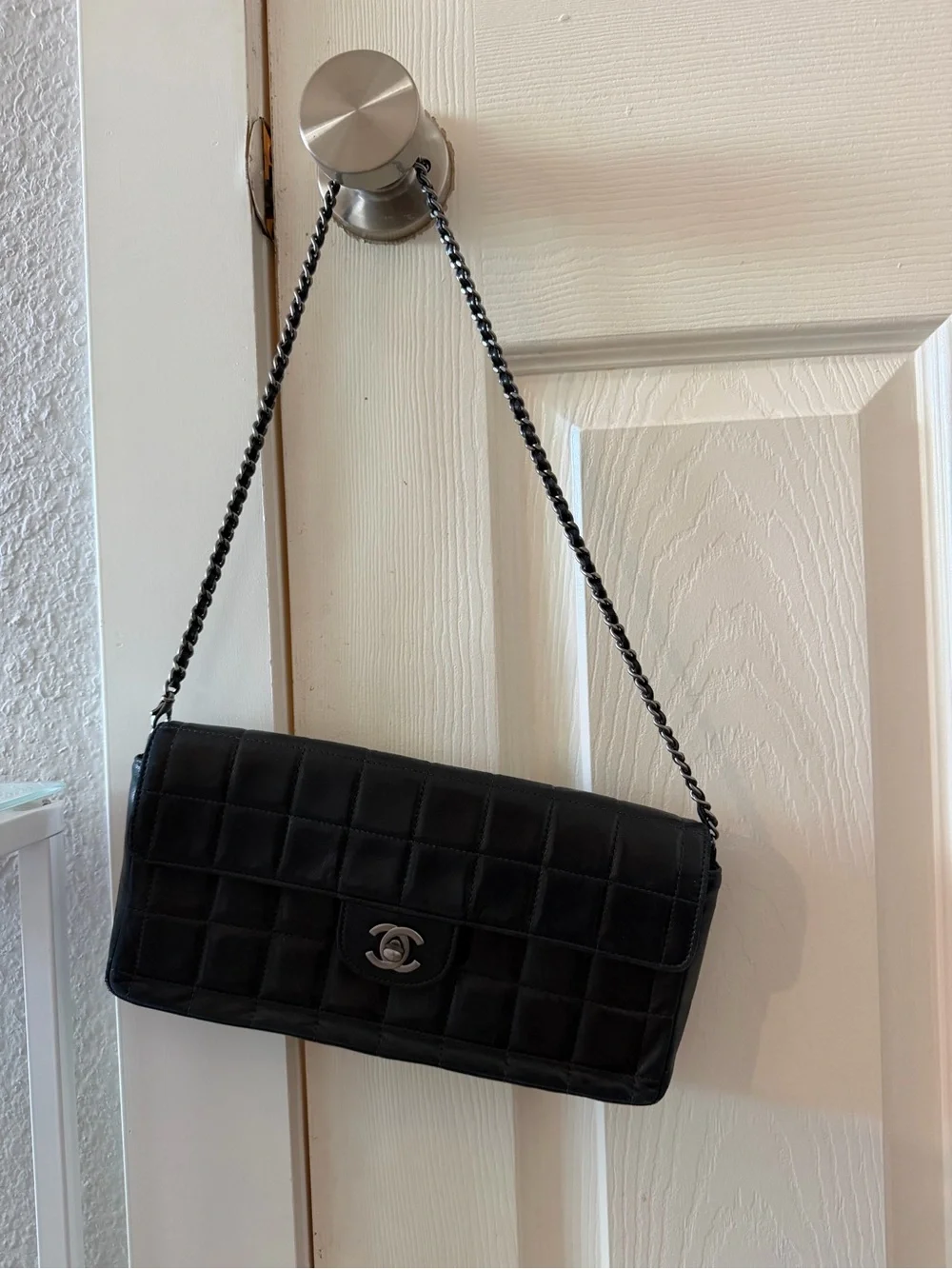 CHANEL East West Chocolate Bar Black Quilted Leather Shoulder Bag